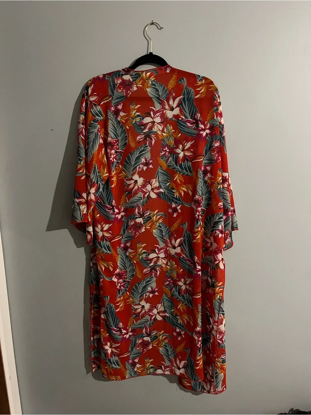 Heart & Hips Red Tropical Floral Kimono Cover-Up size large vacation - Picture 5 of 5